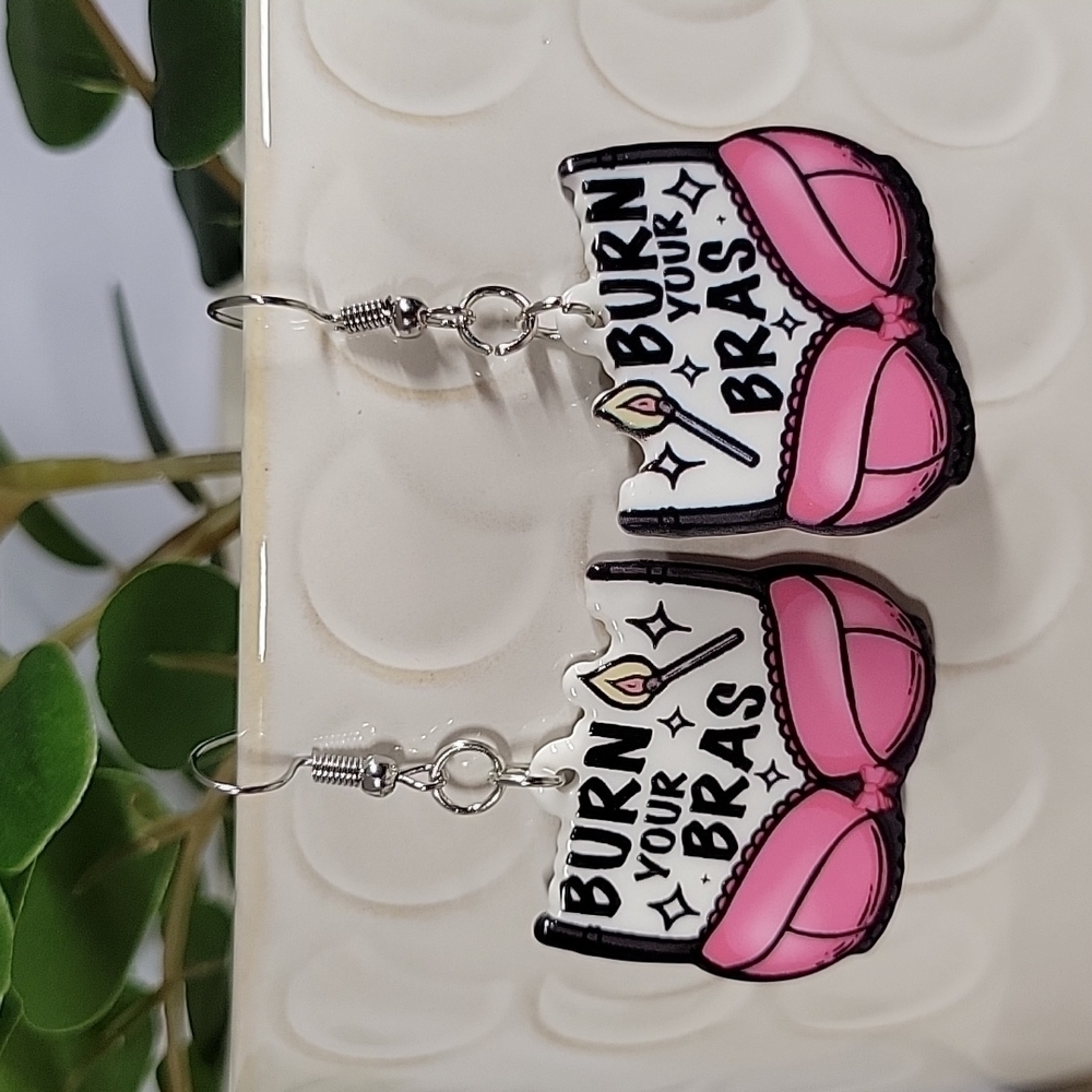 Burn Your Bras Feminist Drop Earrings